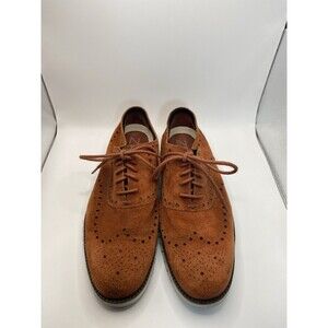 Cole Haan Zerogrand No Stitch Wingtip Oxford C25561- Brandy Brown Suede- Size 9M